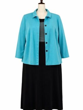 Coldwater Creek 18W Dress Jacket Set NWT Black Blue Plus Size